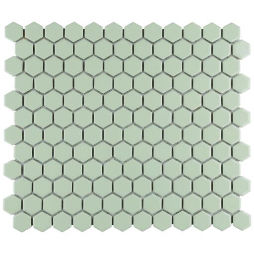 Metro Hex 1" Glossy Mint 10-1/4" x 11-7/8" Porcelain Mosaic
