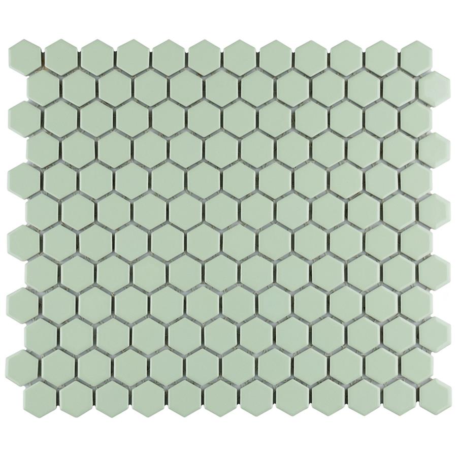 Metro Hex 1" Glossy Mint 10-1/4" x 11-7/8" Porcelain Mosaic