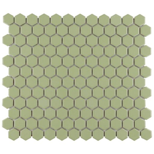 Metro Hex 1" Glossy Olive 10-1/4" x 11-7/8" Porcelain Mosaic