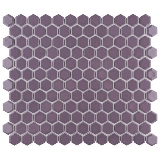 Metro Hex 1" Glossy Purple 10-1/4"x11-7/8" Porcelain Mosaic