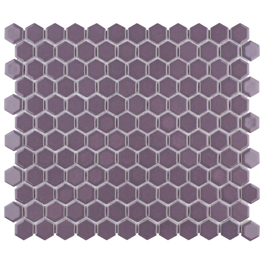 Metro Hex 1" Glossy Purple 10-1/4"x11-7/8" Porcelain Mosaic