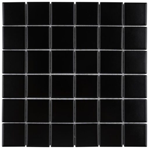 Metro Quad Matte Black 11-3/4" x 11-3/4" Porcelain Mosaic