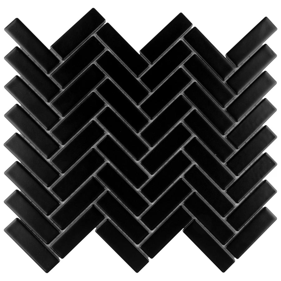 Metro Brick Herringbone Matte Black 10-5/8"x12-1/2" Porcela