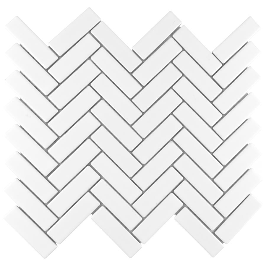 Metro Brick Herringbone Matte White 10-5/8"x12-1/2" Por