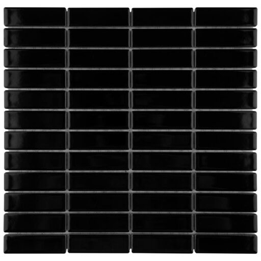 Metro Brick Stacked Glossy Black 11-1/2"x11-3/4" Por Mosaic