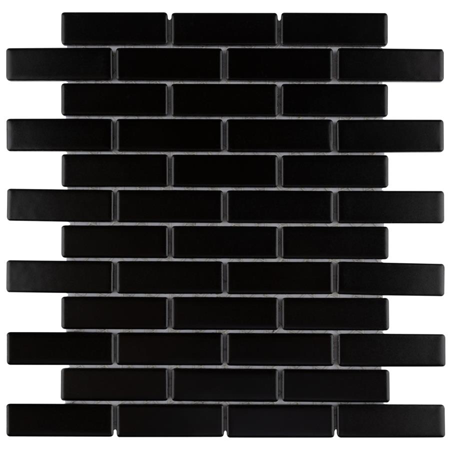 Metro Brick Subway Matte Black 11-1/2" x 11-3/4 Porcelain Mo