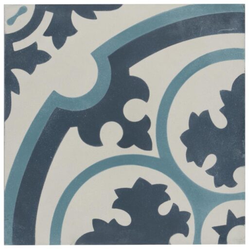 Cemento Queen Mary Sky 7-7/8"x7-7/8" Cem HandmadeF/W Tile