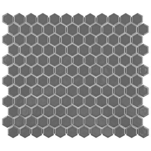 Metro Hex Glossy Grey 10-1/4"x11-3/4" Porcelain Mos