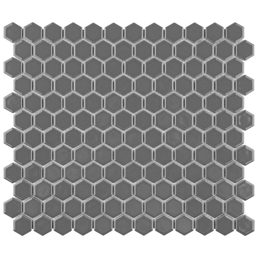 Metro Hex Glossy Grey 10-1/4"x11-3/4" Porcelain Mos