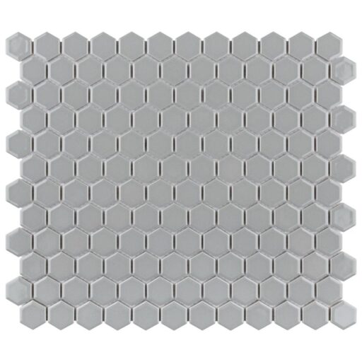 Metro Hex Glossy Light Grey 10-1/4"x11-3/4" Porcelain Mos