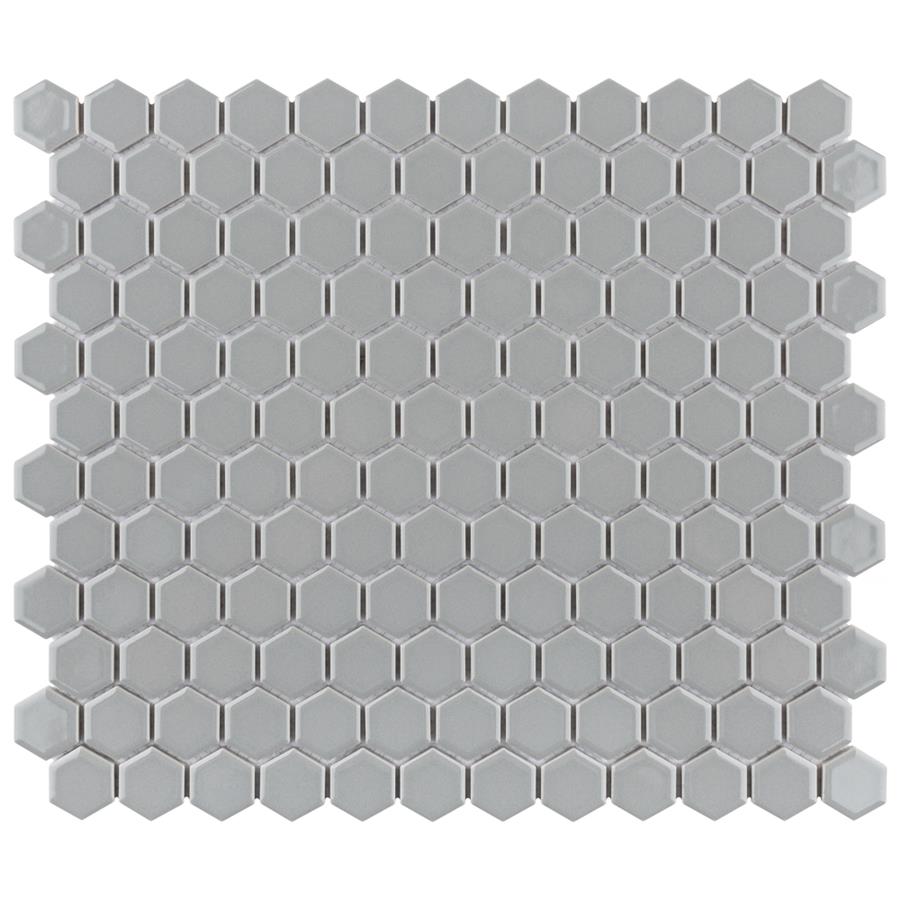 Metro Hex Glossy Light Grey 10-1/4"x11-3/4" Porcelain Mos