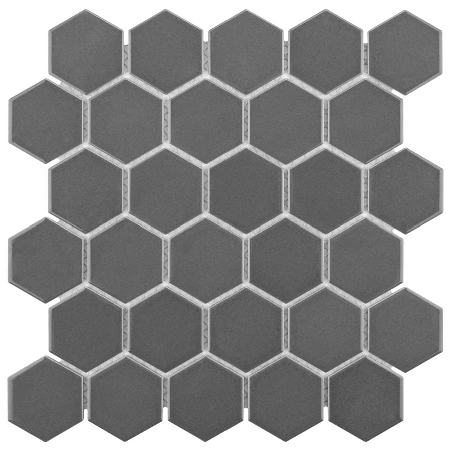 Metro Hex Glossy 2" Grey 10-1/2"x11" Porcelain Mos