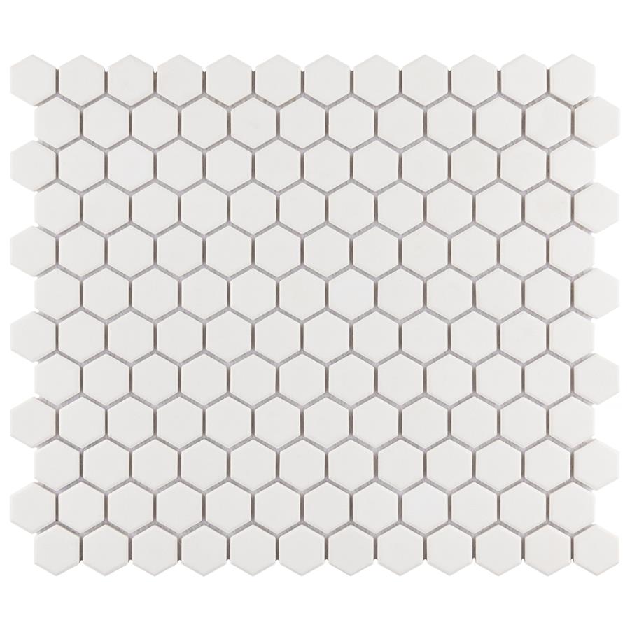 Gotham 1" Hex White 10-1/4"x11-3/4" UnGl Porc Mosaic