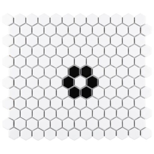 Metro Hex 1" Glossy Wht Single Flower 10-1/4"x11-7/8"Por Mo