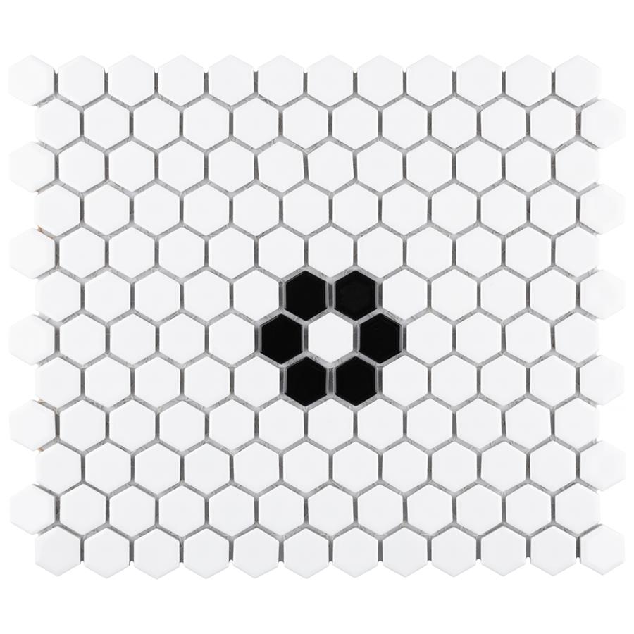 Metro Hex 1" Glossy Wht Single Flower 10-1/4"x11-7/8"Por Mo