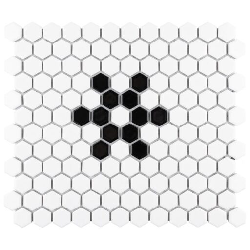 Metro Hex 1" Glossy White Snowflake 10-1/4"x11-7/8" Porc Mos
