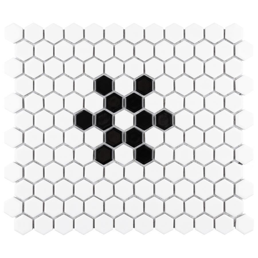 Metro Hex 1" Glossy White Snowflake 10-1/4"x11-7/8" Porc Mos