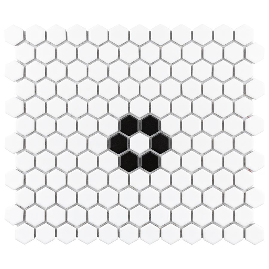 Metro Hex 1" Matte Wht Single Flower 11-7/8"x10-1/4" Por Mos