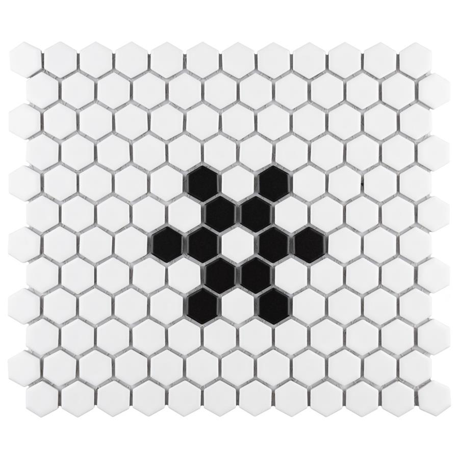 Metro Hex 1" Matte White Snowflake 10-1/4"x11-7/8" Porc Mosa
