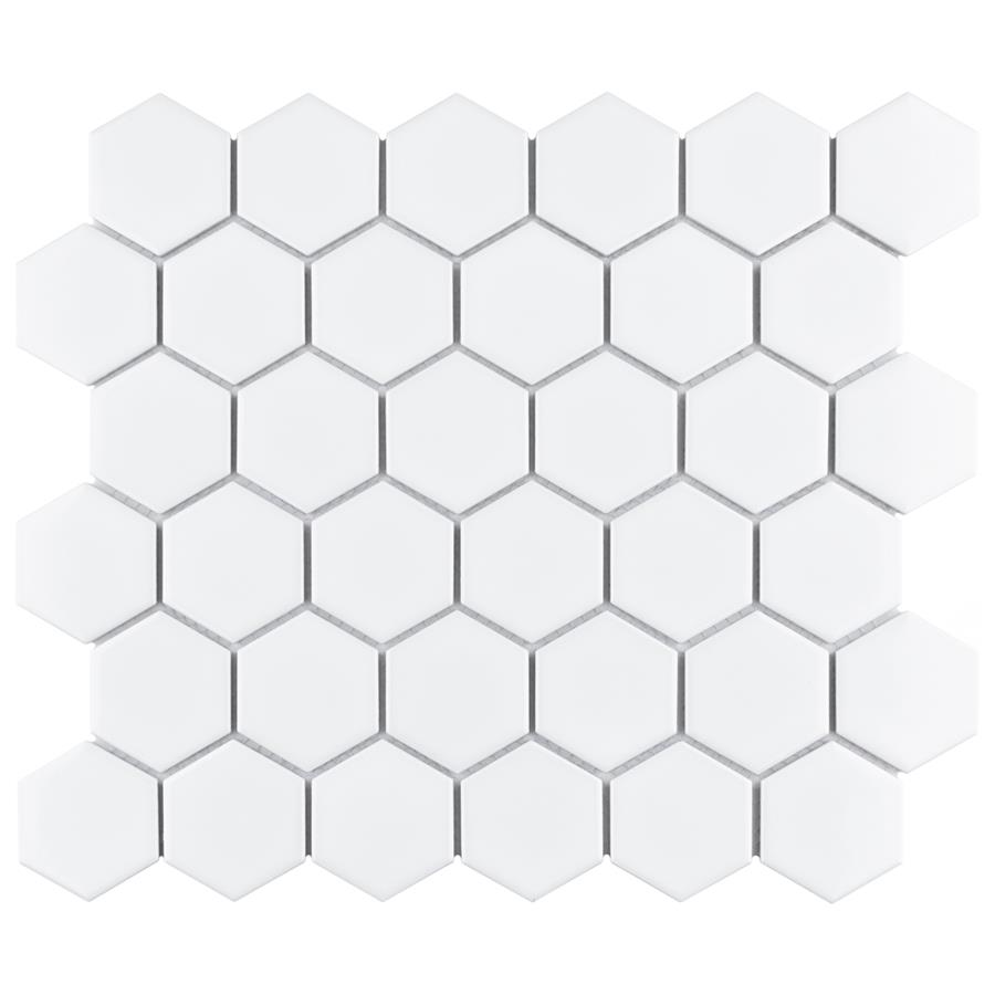 Metro 2" Hex Glossy White 11-1/8"x12-5/8" Porcelain Mos