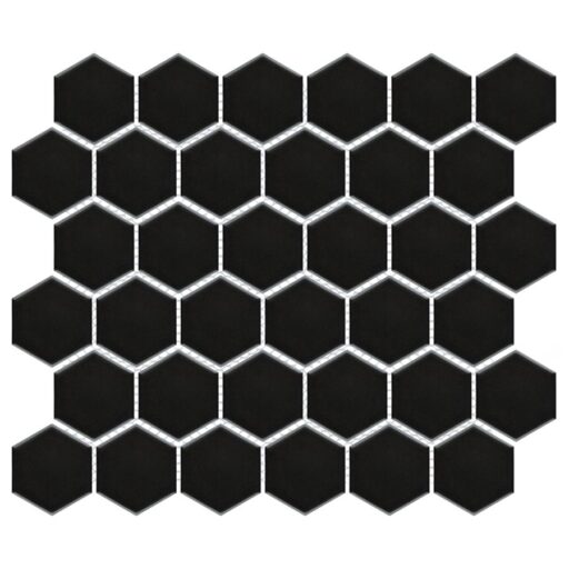 Metro 2" Hex Matte Black 11-1/8"x12-5/8" Porcelain Mos
