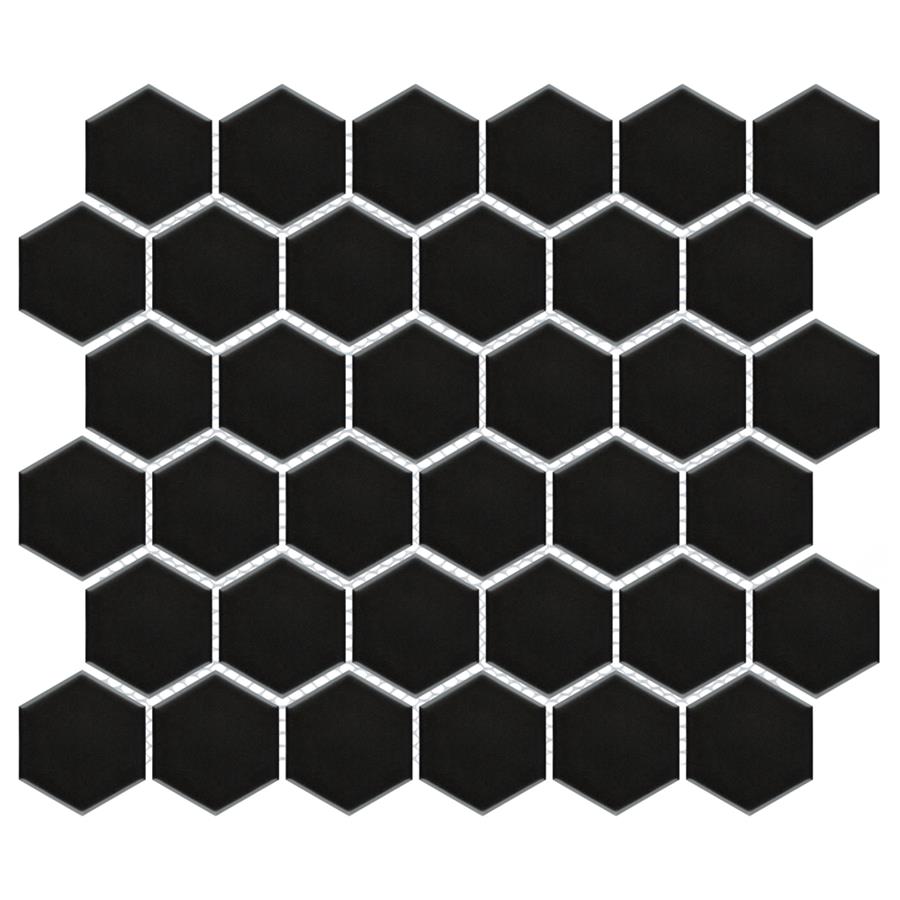 Metro 2" Hex Matte Black 11-1/8"x12-5/8" Porcelain Mos