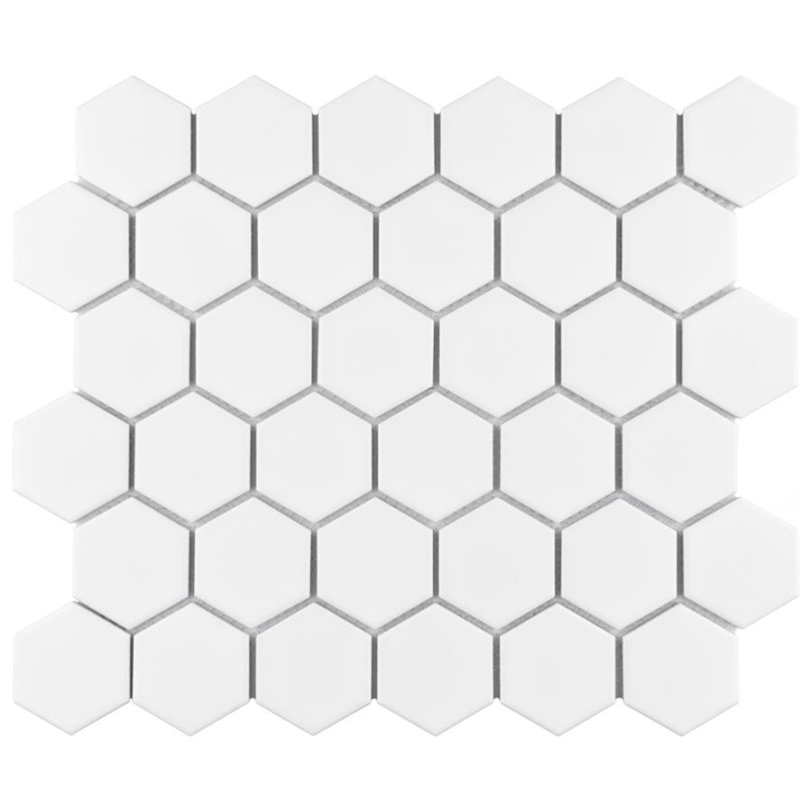 Metro 2" Hex Matte White 11-1/8" x 12-5/8" Porcelain Mosaic