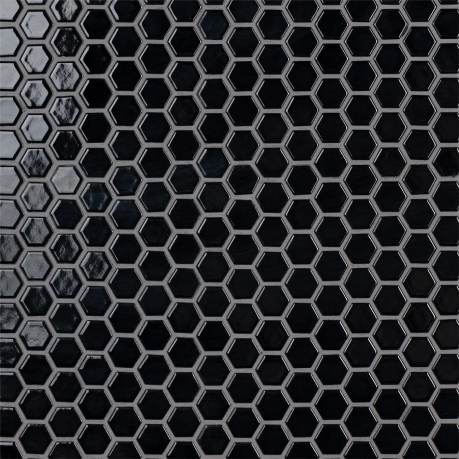 Metro Hex 1" Glossy Black 10-1/4"x11-7/8" Porcelain Mosaic