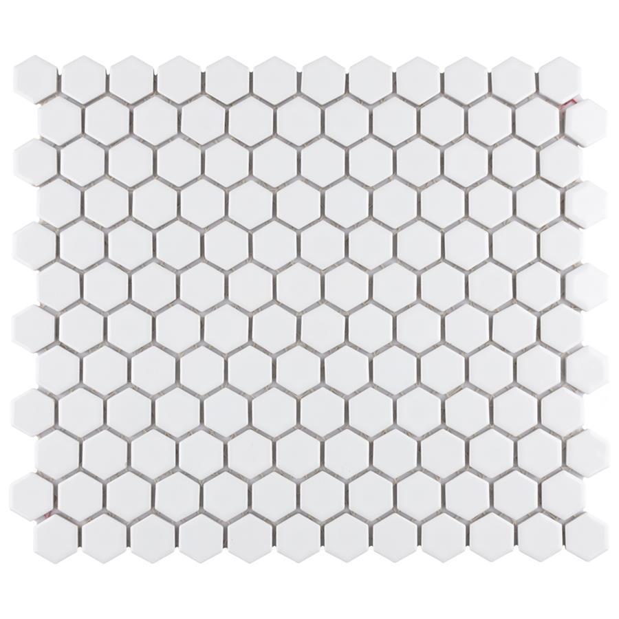 Metro Hex 1" Glossy White 10-1/4"x11-7/8" Porcelain Mos