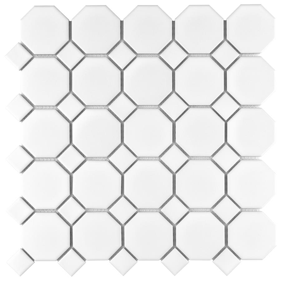 Metro Octagon Matte White w/White Dot 11-1/2"x11-1/2" Po Mos