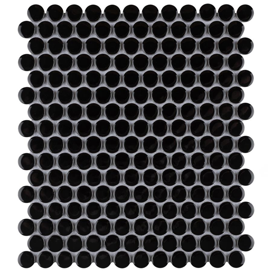 Metro Penny Glossy Black11-1/2"x9-3/4" Porcelain Mos