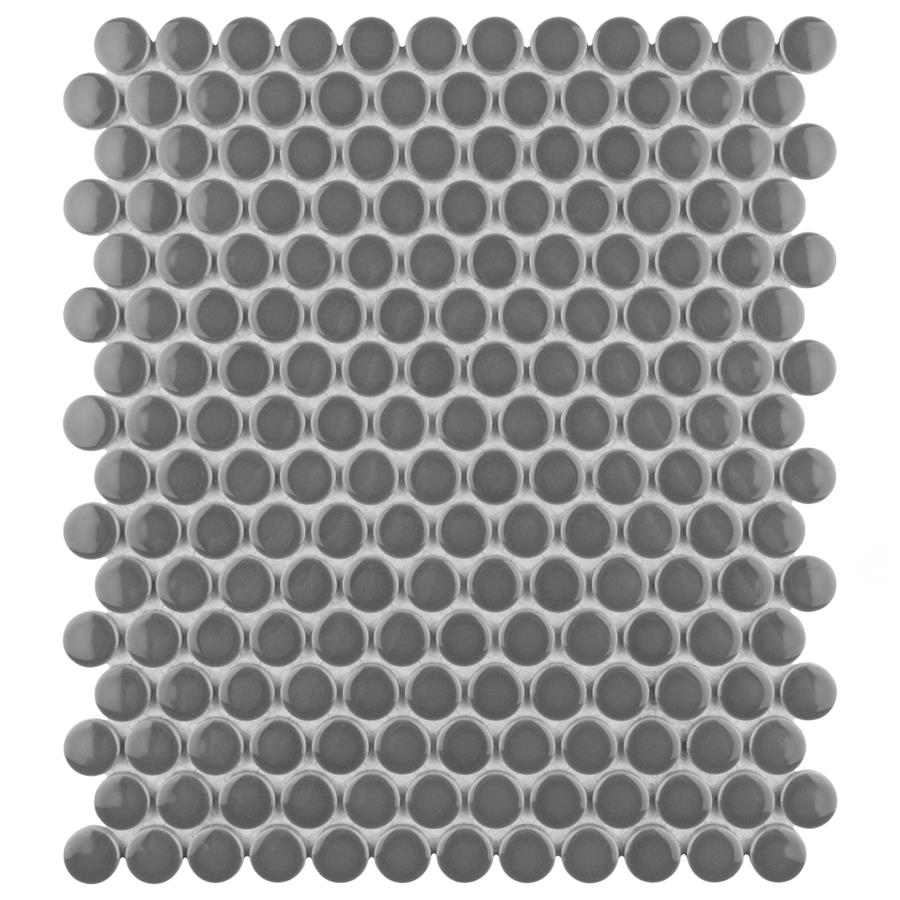 Metro Penny Glossy Dark Grey 9-3/4"x11-1/2" Porcelain Mosaic
