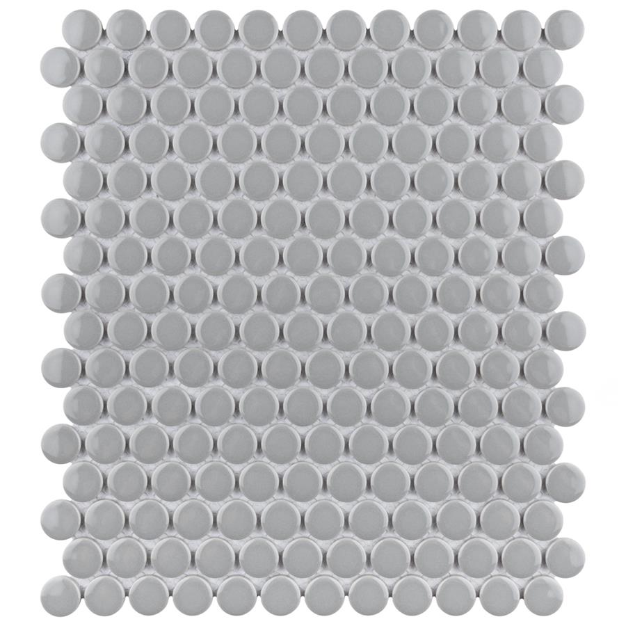 Metro Penny Glossy Light Grey 9-3/4"x11-1/2" Porcelain Mos