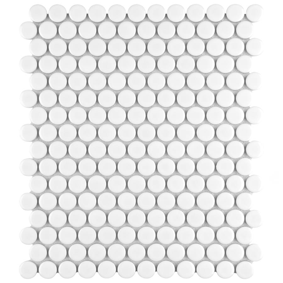Metro Penny Glossy White 9-3/4" x 11-1/2" Porcelain Mos