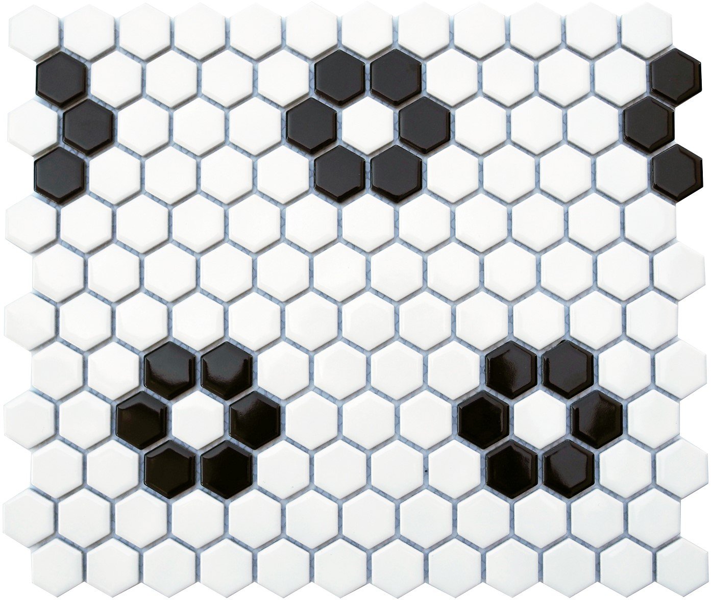 Mg 1X1 B&W Flower Hex 12X12 Mosaic