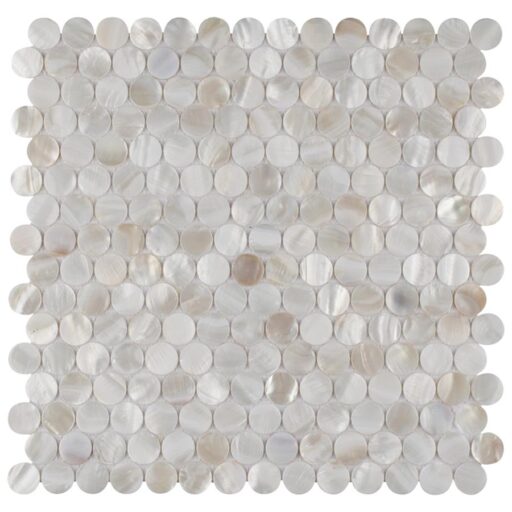 Conchella Mini Penny Wht 11-1/2"x11-5/8" Nat Seashell Mos