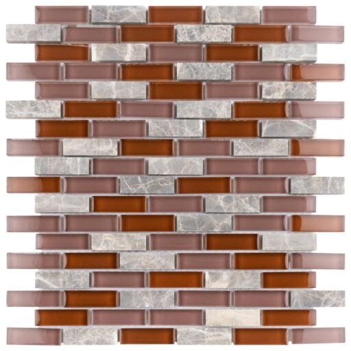 Tessera Subway Bordeaux 10-3/4"x11-3/4" Gl/Stone Mos