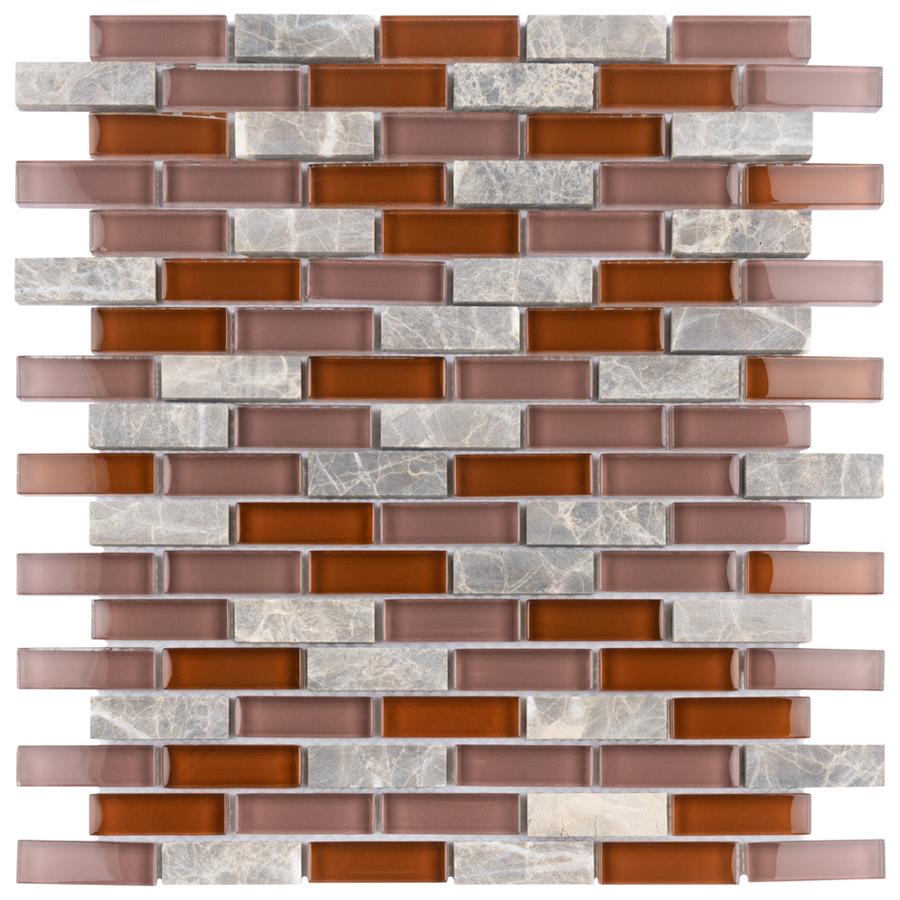 Tessera Subway Bordeaux 10-3/4"x11-3/4" Gl/Stone Mos