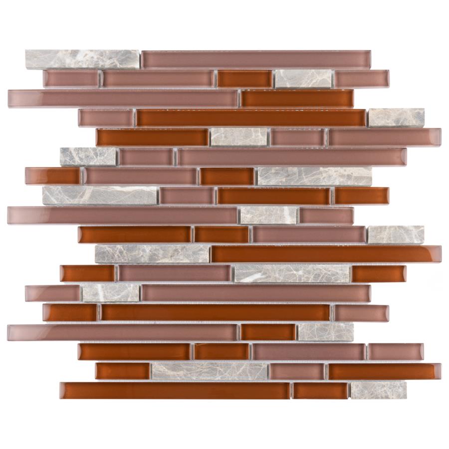 Tessera Piano Bordeaux 11-3/4"x11-7/8" Gl/Stone Mos