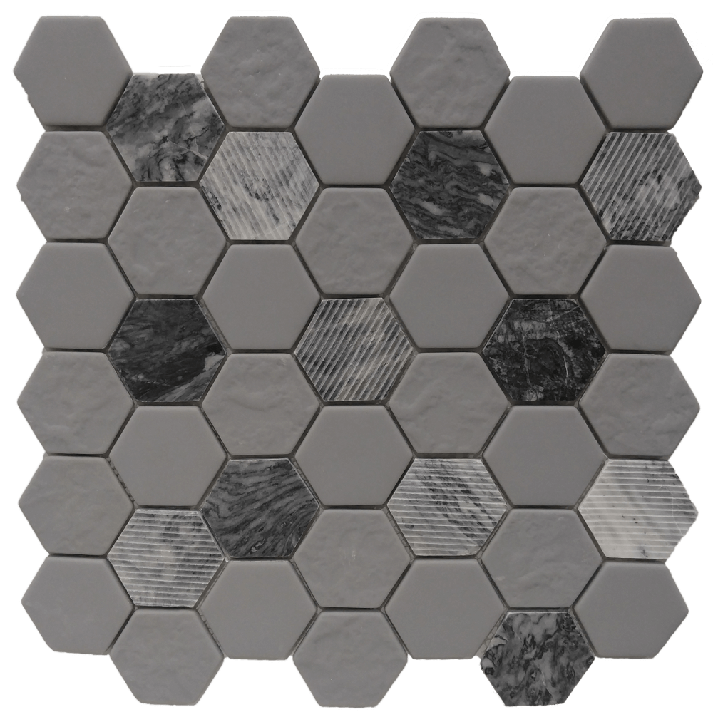 Gray Granite Hexagon 12X12 Mosaic