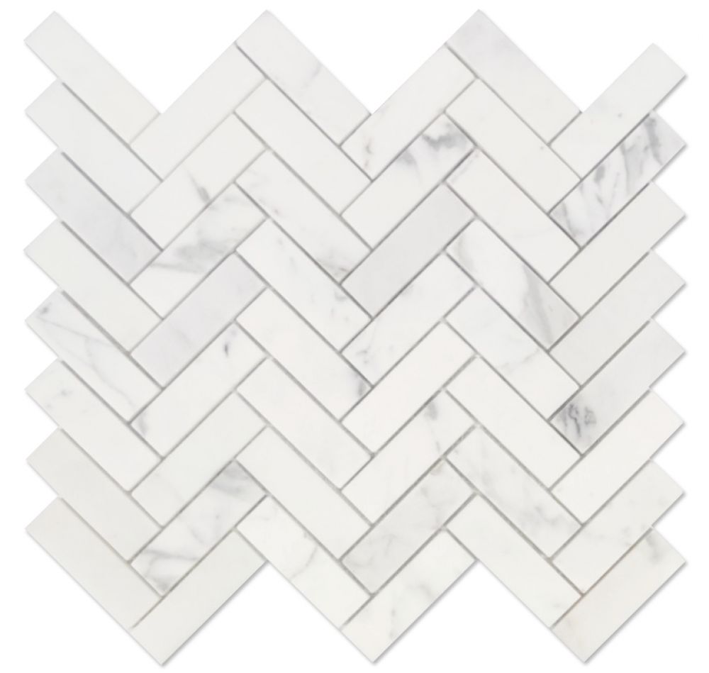 Herringbone Calacatta White Polished 11.25 X 12.5