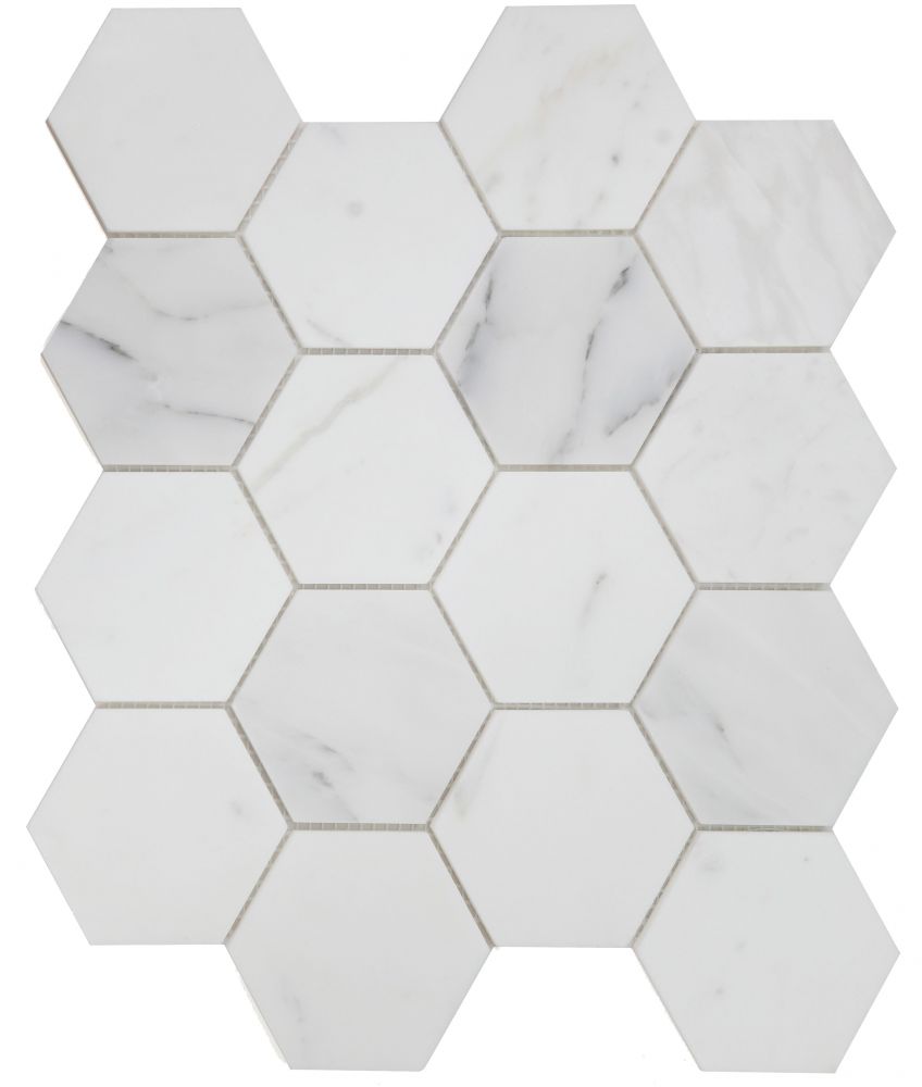 Hexagon Calacatta White Honed 3 X 3 10.25 X 11.75