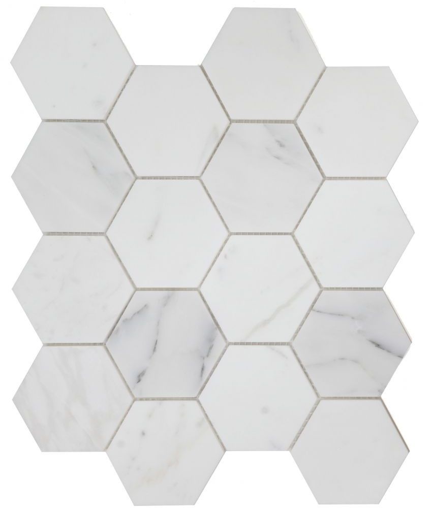 Hexagon Calacatta White Polished 3 X 3 10.25 X 11.75