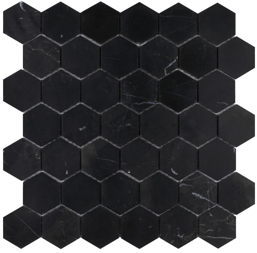 Hexagon Marquina 2 X 2 Honed 12 X 12
