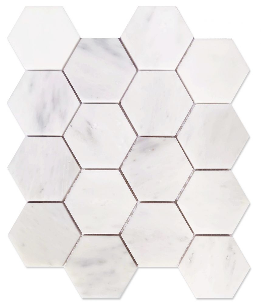Hexagon Snow White Honed 3 X 3 10.25 X 11.75