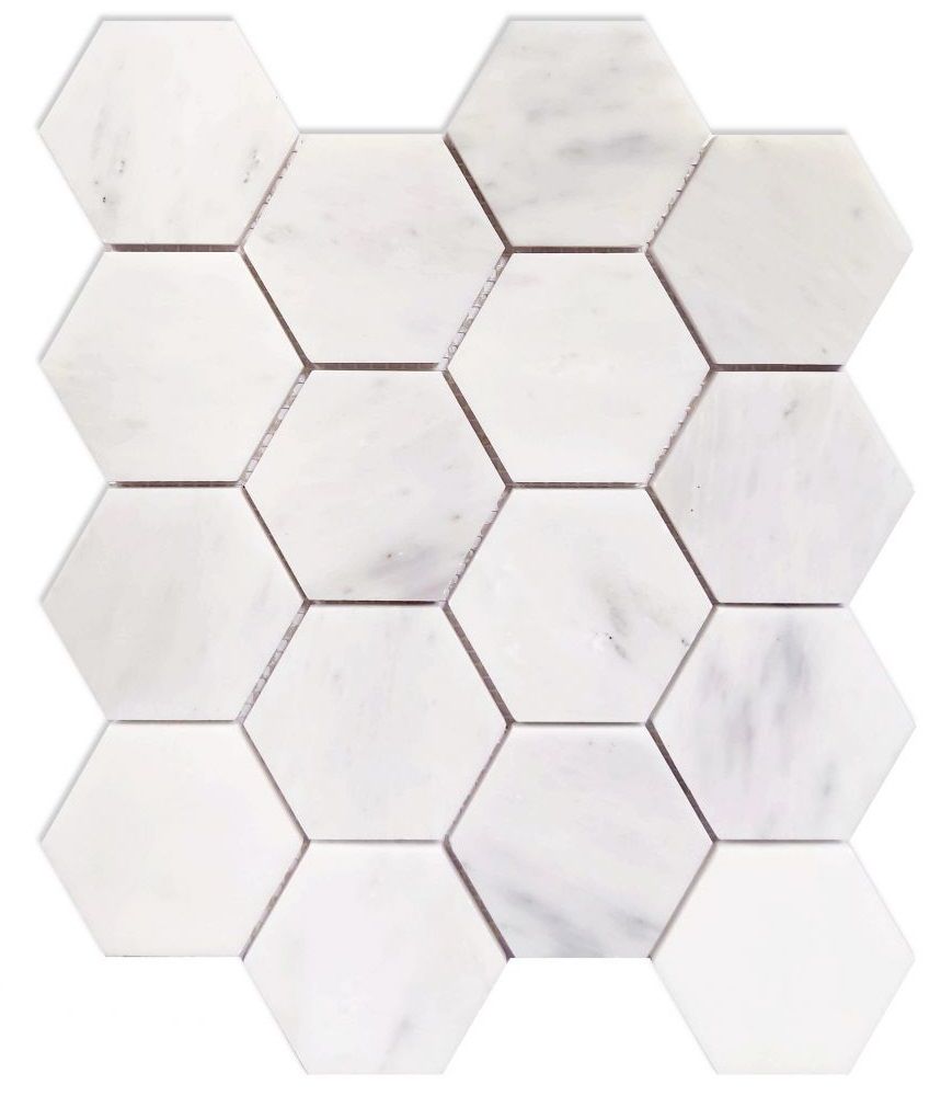Hexagon Snow White Polished 3 X 3 10.25 X 11.75