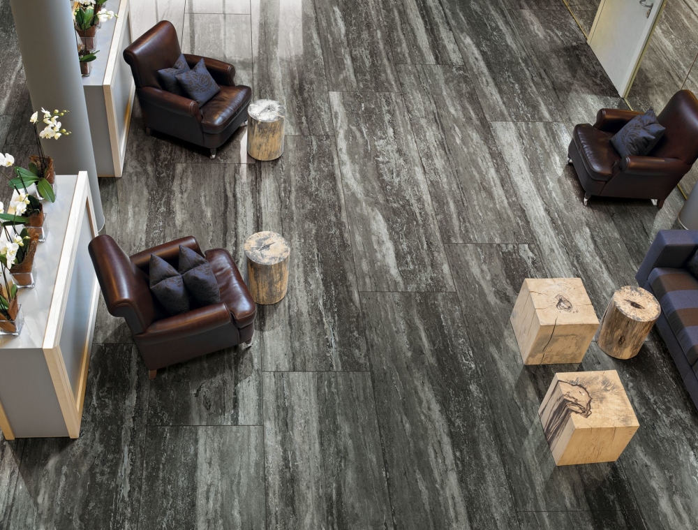 I-Travertini Black Glossy 24 X 48