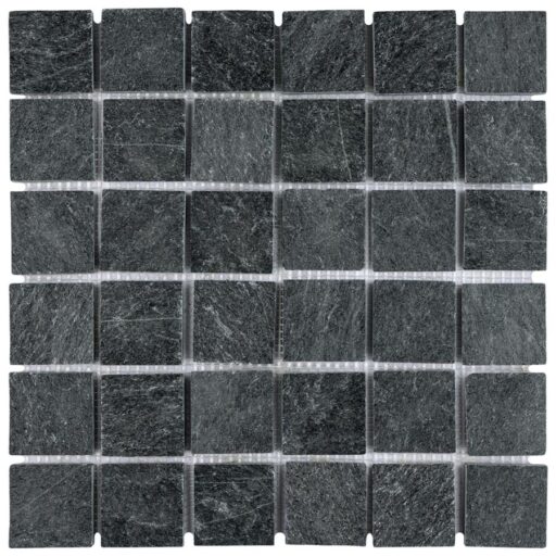 Crag Quad Black Quartzite 12"x12" Nat Stone Mos 009