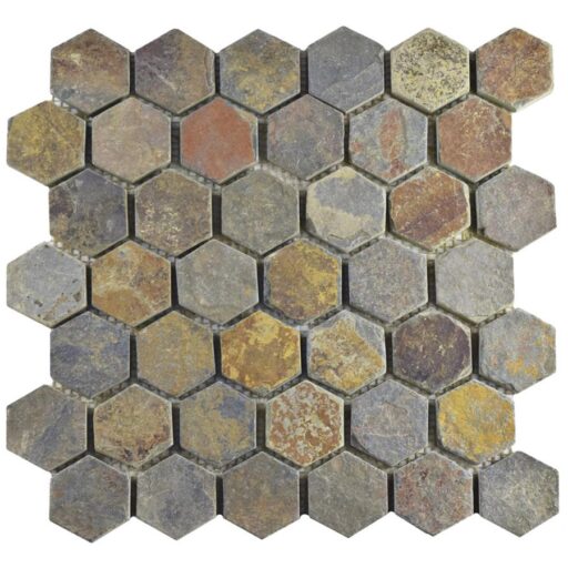 Crag Hexagon Multi Slate 12"x12-1/4" Nat Stone Mos 024