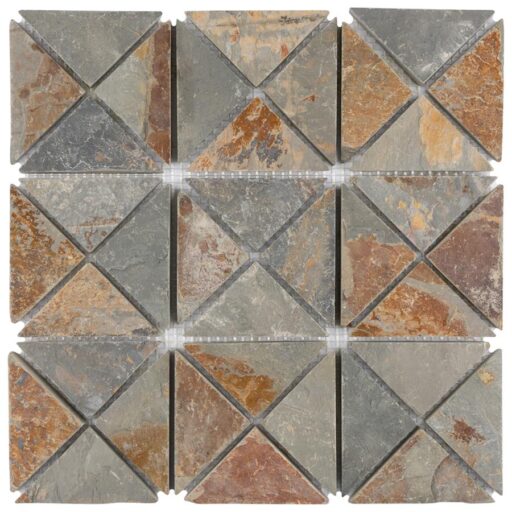 Crag Tri Square Sunset Slate 12"x12" Nat Stone Mosaic